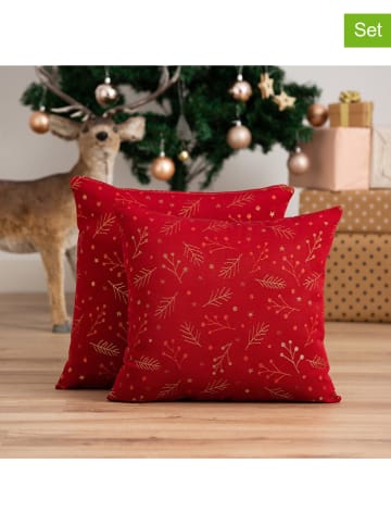 GAMUSI 2-delige set: kussenhoezen "Berrie" rood/goudkleurig