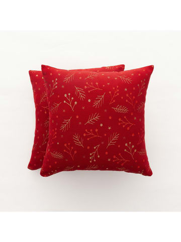 GAMUSI 2-delige set: kussenhoezen "Berrie" rood/goudkleurig