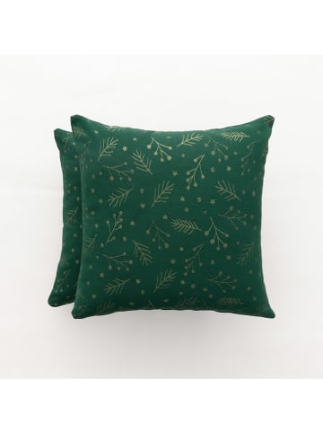 GAMUSI 2-delige set: kussenhoezen "Berrie" groen/goudkleurig