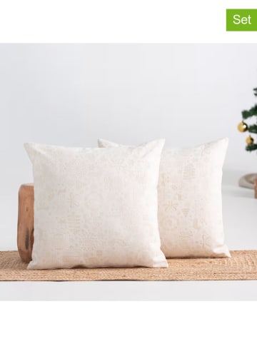 GAMUSI 2er-Set: Kissenhüllen ''Candy'' in Creme