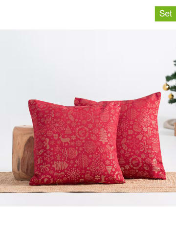 GAMUSI 2er-Set: Kissenhüllen ''Candy'' in Rot/ Gold
