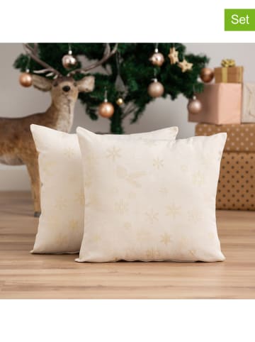 GAMUSI Poszewki (2 szt.) "Flake" w kolorze kremowym na poduszkę