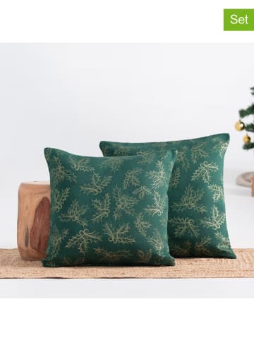 GAMUSI Poszewki (2 szt.) "Holly" w kolorze złoto-zielonym na poduszkę