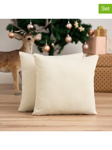 GAMUSI 2er-Set: Kissenhüllen ''Lights'' in Hellgrün/ Gold