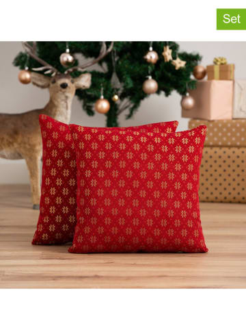 GAMUSI 2-delige set: kussenhoezen "Merry Christmas" rood/goudkleurig