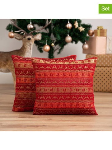 GAMUSI 2er-Set: Kissenhüllen ''Ribbon'' in Rot