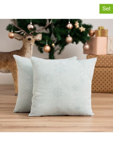 GAMUSI 2-delige set: kussenhoezen "Sparkle" lichtblauw/zilverkleurig