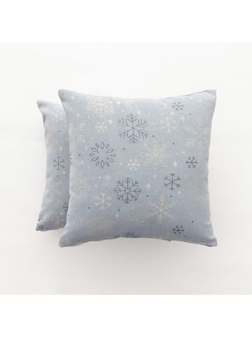 GAMUSI 2er-Set: Kissenhüllen ''Sparkle'' in Hellblau/ Gold