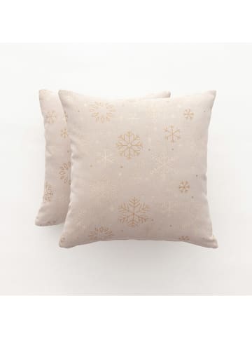 GAMUSI 2-delige set: kussenhoezen "Sparkle" beige/goudkleurig