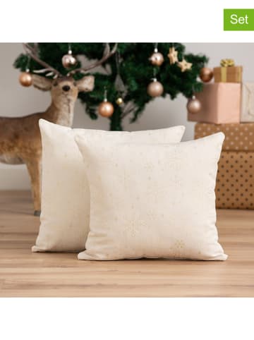 GAMUSI 2er-Set: Kissenhüllen ''Sparkle'' in Creme