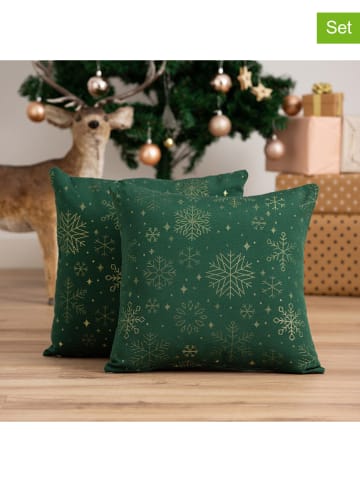 GAMUSI 2er-Set: Kissenhüllen ''Sparkle'' in Grün