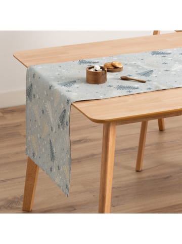 GAMUSI Tischläufer ''Christree'' in Hellblau/ Gold