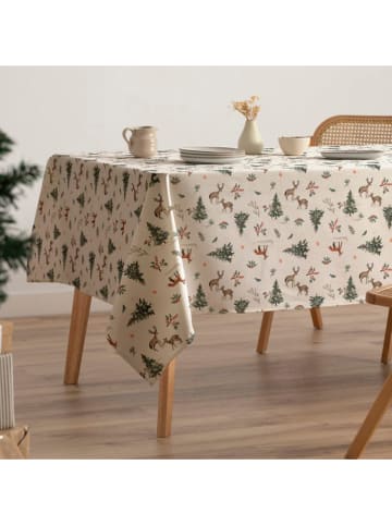 GAMUSI Obrus "Snowpine" w kolorze beżowo-zielonym