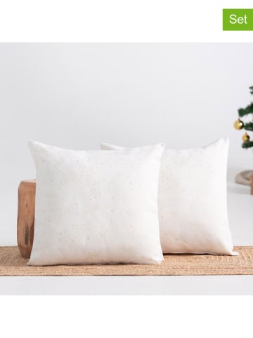 GAMUSI 2-delige set: kussenhoezen "Berrie" wit/goudkleurig
