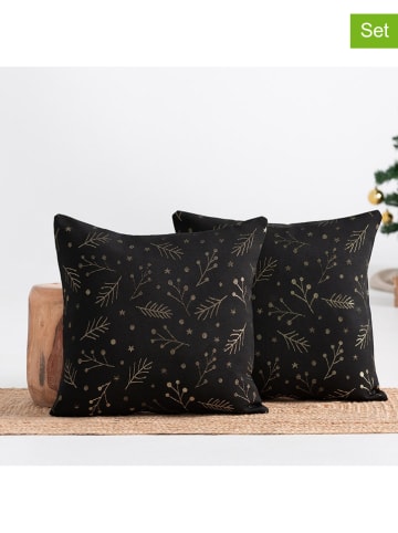 GAMUSI Poszewki (2 szt.) "Berrie" w kolorze złoto-czarnym na poduszkę