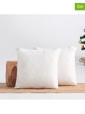 GAMUSI 2-delige set: kussenhoezen "Christree" wit/goudkleurig