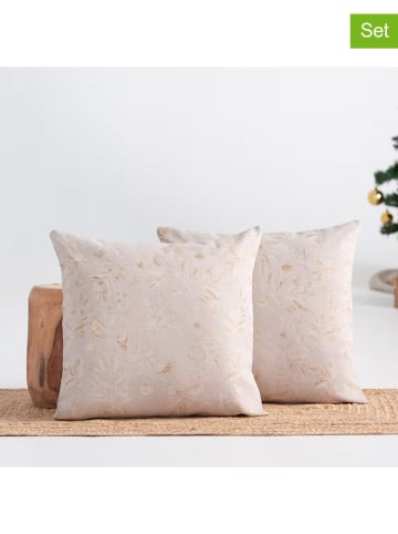 GAMUSI 2er-Set: Kissenhüllen ''Flenor'' in Beige/ Gold