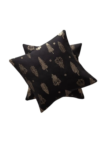 GAMUSI 2-delige set: kussenhoezen "Silvet" zwart/goudkleurig