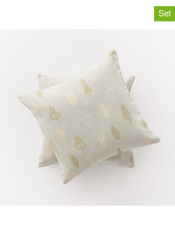 GAMUSI 2er-Set: Kissenhüllen ''Silvet'' in Hellgrün/ Gold