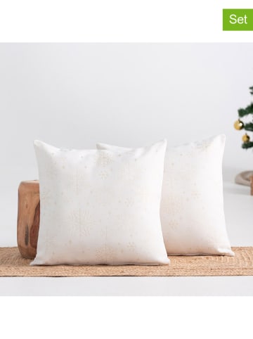 GAMUSI 2-delige set: kussenhoezen "Sparkle" wit/goudkleurig