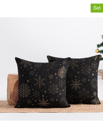 GAMUSI 2er-Set: Kissenhüllen ''Sparkle'' in Schwarz