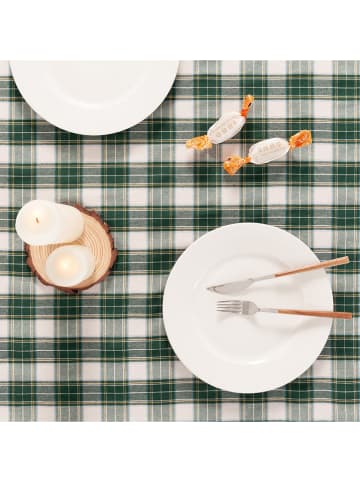 GAMUSI Tischdecke ''Check'' in Weiß/ Grün