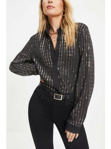 Milan Kiss Blouse - regular fit - zwart/goudkleurig
