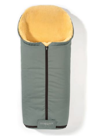 Hofbrucker Lammfell-Fußsack "Iglu" in Grün - (L)95 x (B)34 cm