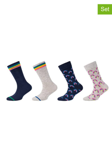 camano 4-delige set: sokken grijs/donkerblauw