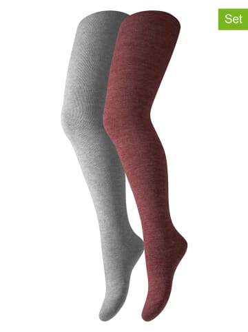 s.Oliver 2er-Set: Strumpfhosen in Grau/ Rot