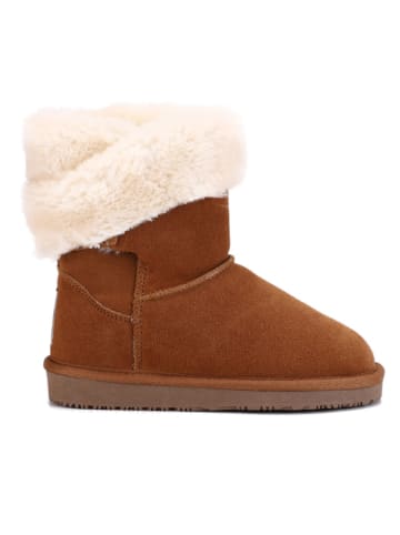 Gooce Leder-Winterboots "Florine" in Hellbraun