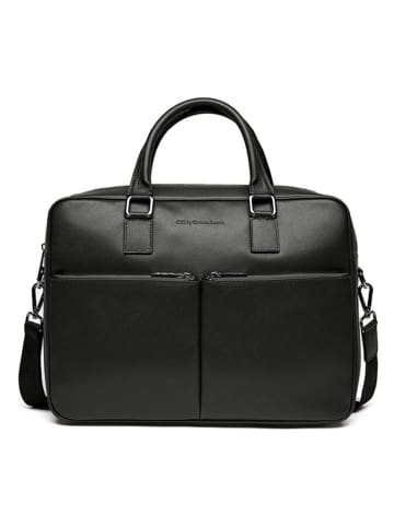 CXL by Christian Lacroix Leren zakentas "Pompidou" zwart - (B)38,5 x (H)28 x (D)10 cm