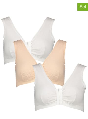 PETITE FLEUR 3er-Set: Soft-BHs in Weiß/ Beige