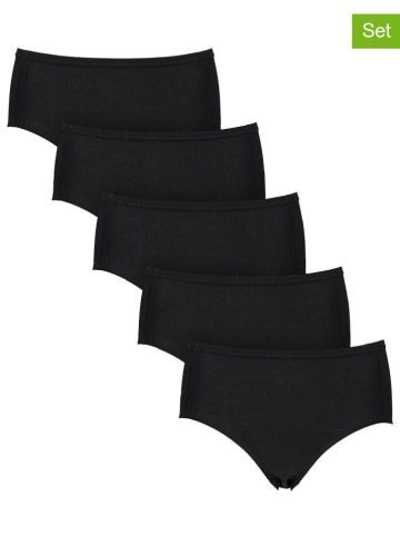 PETITE FLEUR Figi high waist (5 par) w kolorze czarnym