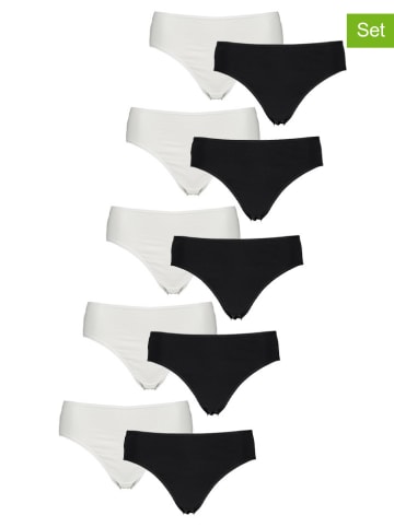PETITE FLEUR 10er-Set: Slips in Weiß/ Schwarz