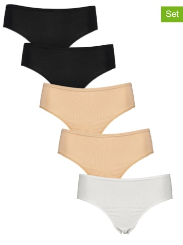 PETITE FLEUR 5er-Set: Slips in Schwarz/ Weiß/ Beige
