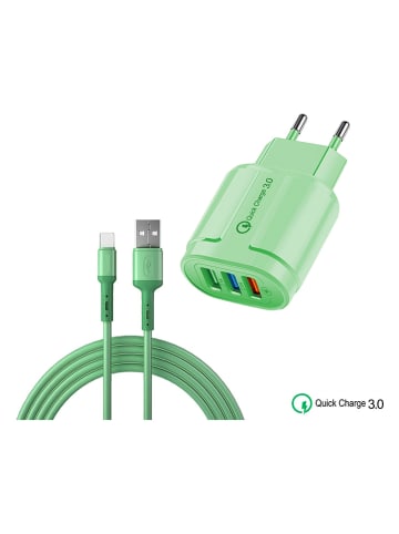 SmartCase USB-Ladestecker mit Lightning-Kabel in Grün