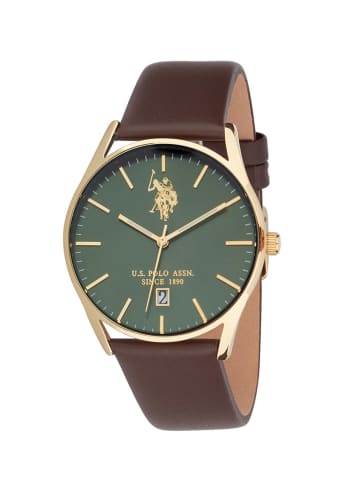 U.S. Polo Assn. Quarzuhr in Braun/ Gold/ Grün