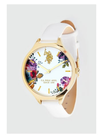 U.S. Polo Assn. Zegarek kwarcowy w kolorze złoto-białym ze wzorem