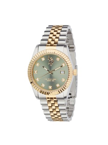 U.S. Polo Assn. Kwartshorloge zilverkleurig/goudkleurig/groen