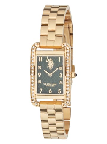 U.S. Polo Assn. Kwartshorloge goudkleurig/donkergroen