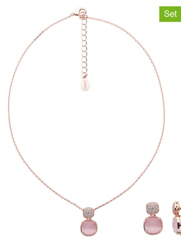 U.S. Polo Assn. 2tlg. Schmuckset: Rosévergold. Halskette und Ohrstecker