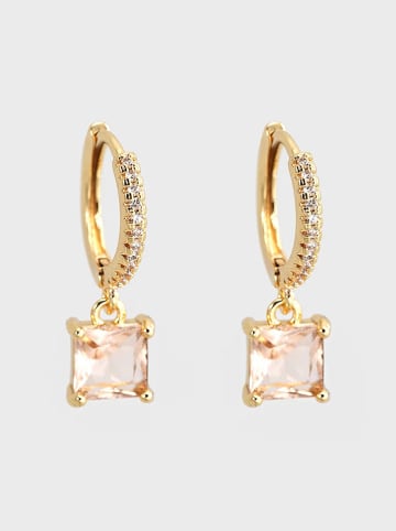 U.S. Polo Assn. Pozłacane kolczyki-kreole z kryształami i topazem