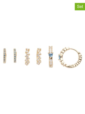 U.S. Polo Assn. Pozłacane kolczyki-kreole (3 pary) z kryształami