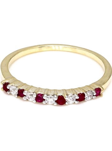 Vittoria Jewels Złoty pierścionek z diamentami i rubinami