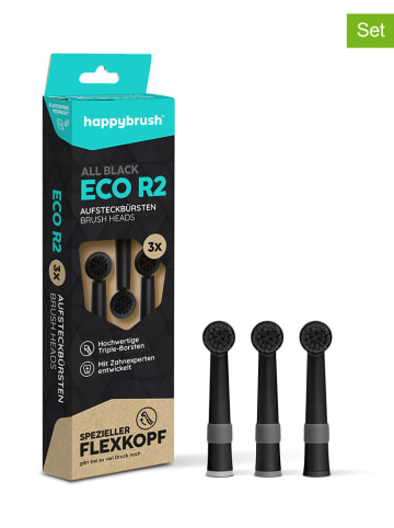 happybrush Elektrische Zahnbürste "Eco R2 AllBlack" in Schwarz