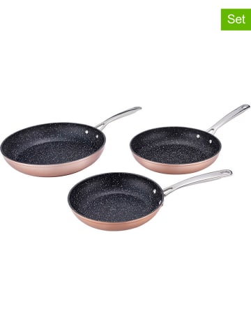 Laguiole 3-delige set: braadpannen "Cuivré Greblon'' goudkleurig