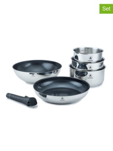 Laguiole 6-delige kookgereiset zilverkleurig/blauw