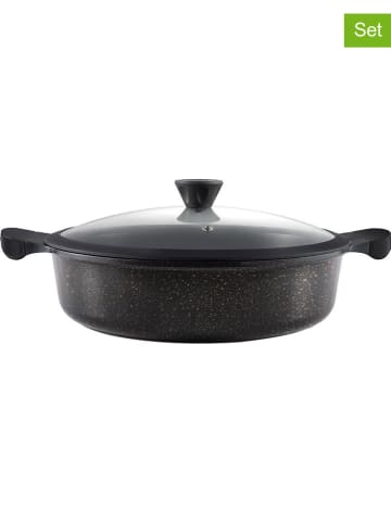 Laguiole 2-delige set: serveerpan met deksel "Cappuccino" donkergrijs - Ø 32 cm