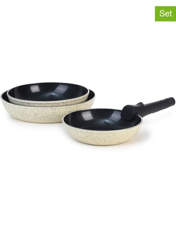 Laguiole 4tlg. Set: Bratpfannen in Creme/ Schwarz